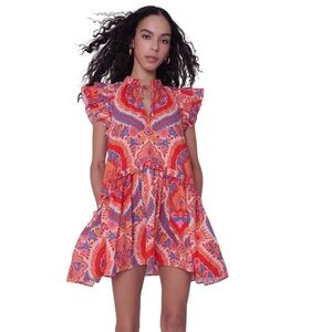 Love The Label Edith Dress (Jupiter Print Orange) Size S